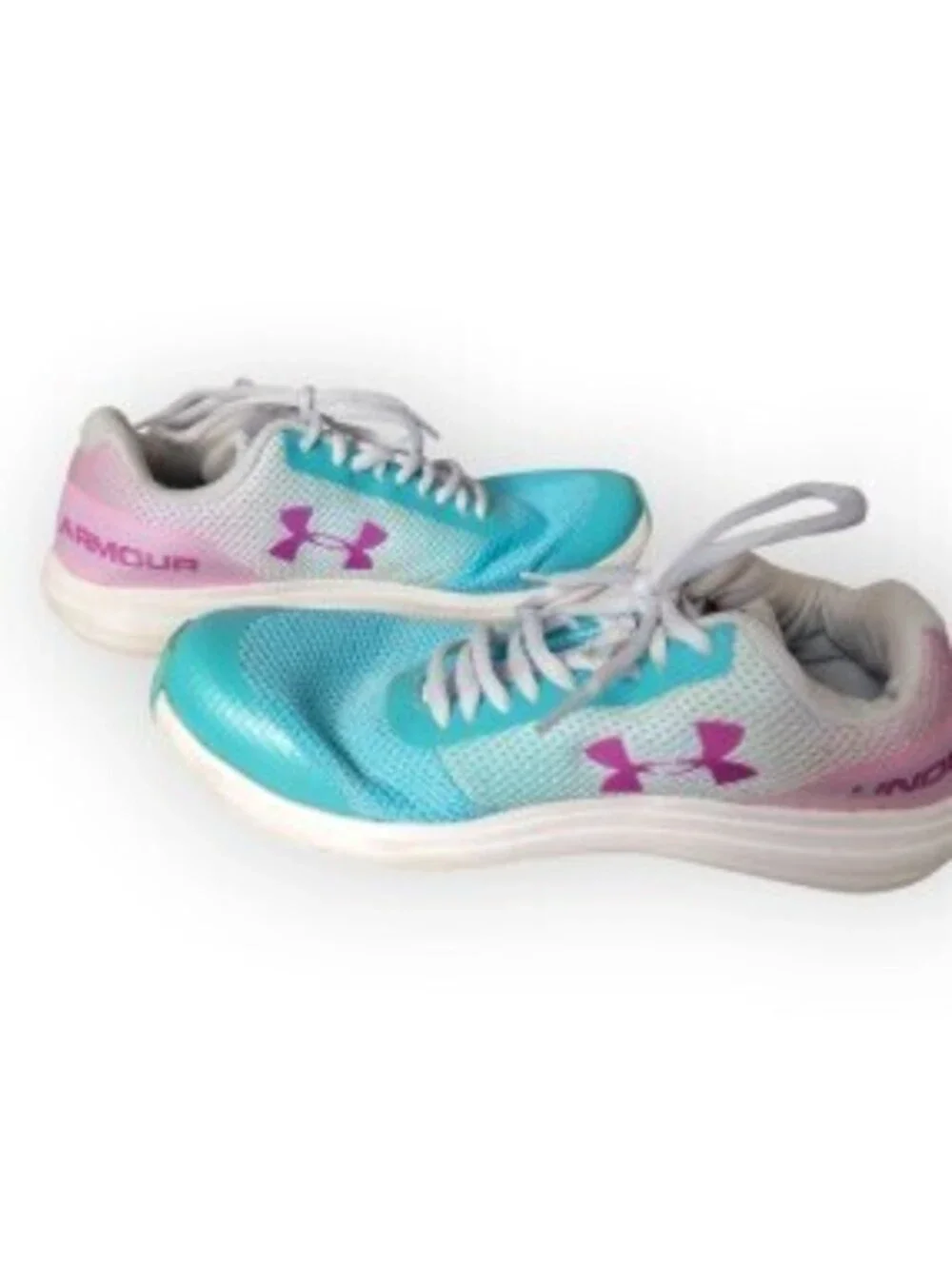 Under Armour Charged Womens 7.5/6Y Running Shoes Teal Pink Ombre Mesh Sneakers